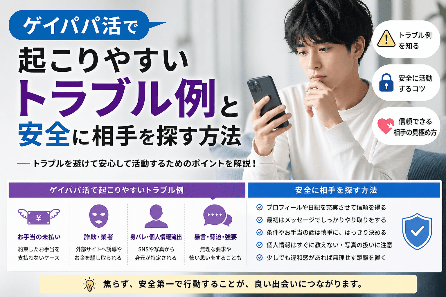 ゲイパパ活で起こりやすいトラブル例と安全に相手を探す方法